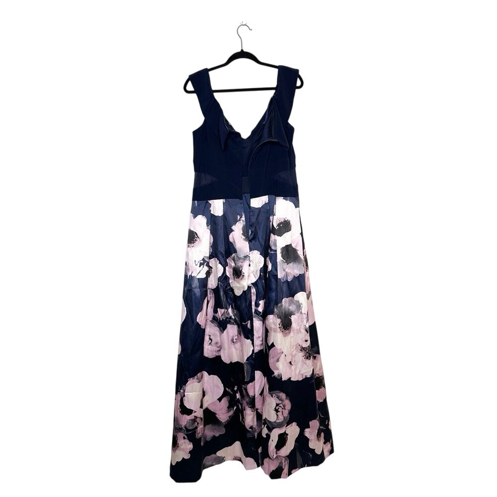 Xscape Floral Off The Shoulder Gown Women's Navy Pink Size 20 - Picture 5 of 7